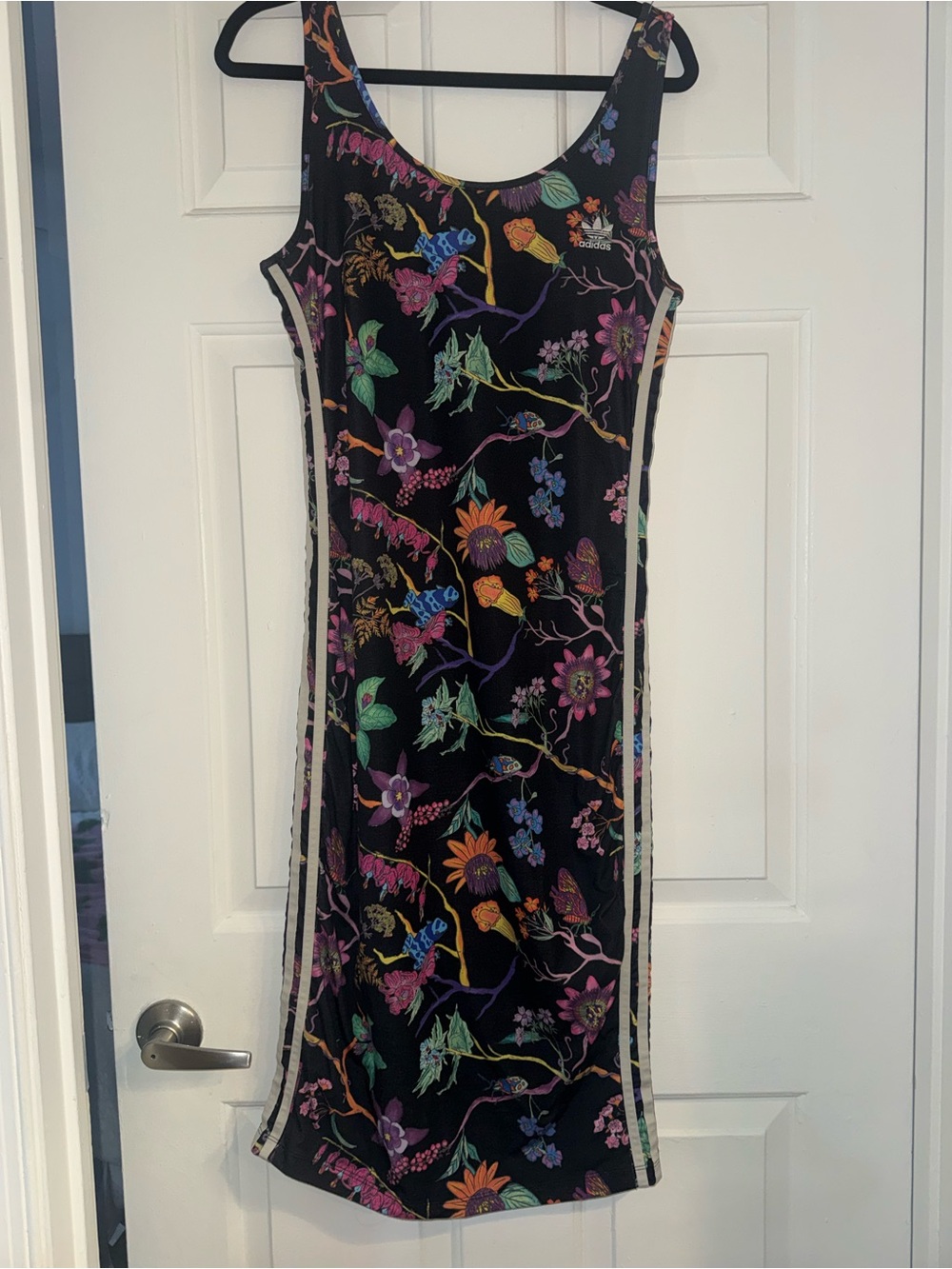 adidas Black Floral Sleeveless Bodycon Dress